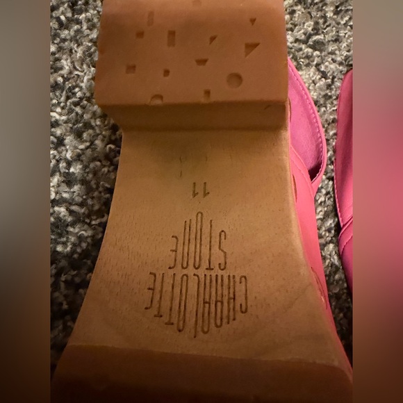 Charlotte Stone Pink Leather Mules with Gold Accents - Picture 7 of 16